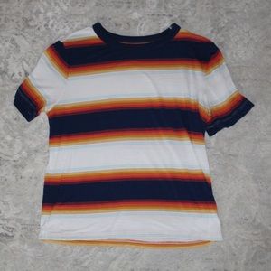 American Eagle Striped Blue, Orange, and White Top